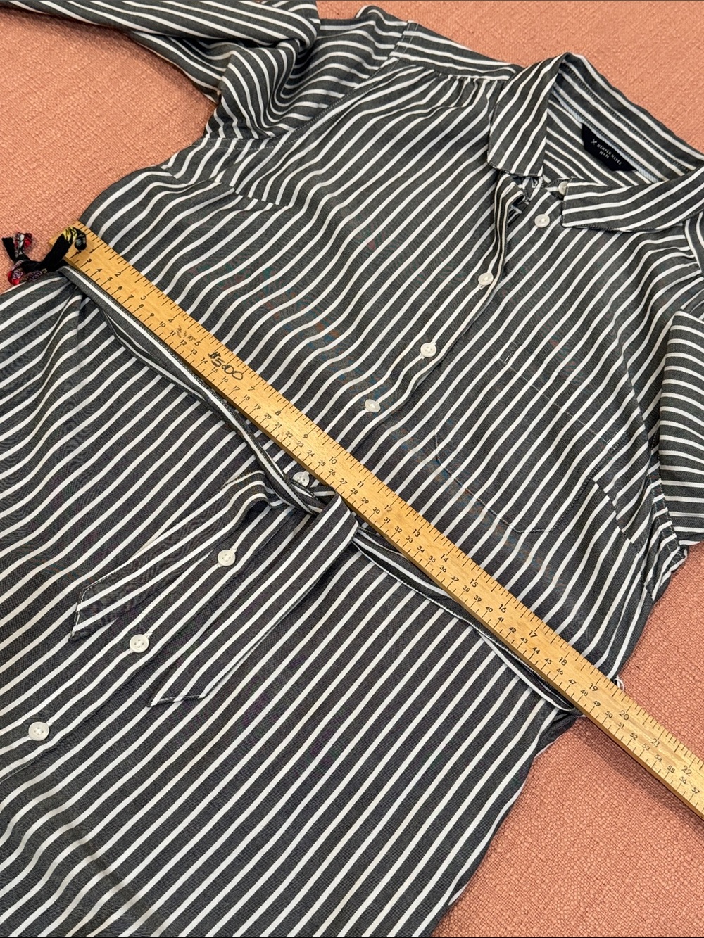 Black White Striped Shirt Dress - midi with fabric belt - Picture 8 of 16